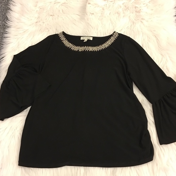 Bejeweled Black | maternity top | bell sleeves - Picture 2 of 8